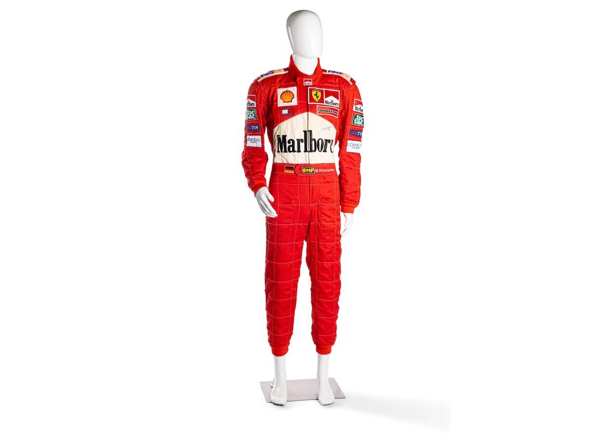 2001 Michael Schumacher Scuderia Ferrari Formula 1 OMP Signed Racing Suit